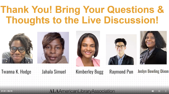 screen shot of participants in Antiracism in librarianship panel