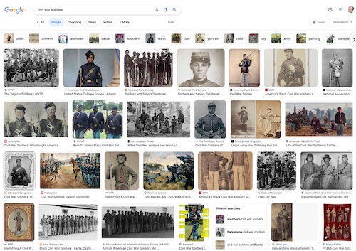 screen shot of Google image search for