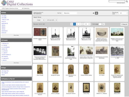 screen shot of CARLI Digital Collections image search for