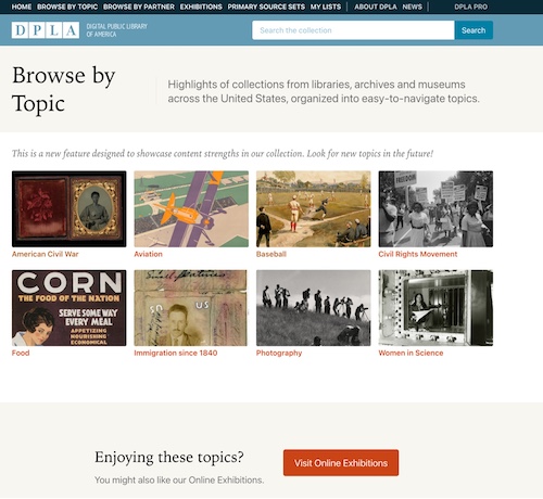 screen shot of DPLA image search