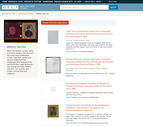 screen shot of DPLA image search for