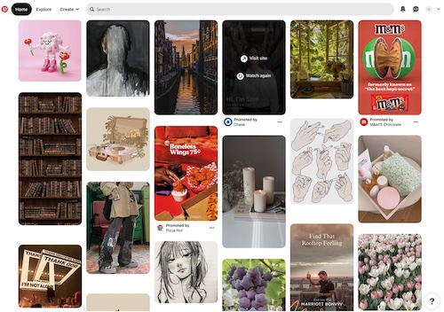 screen shot of Pinterest page