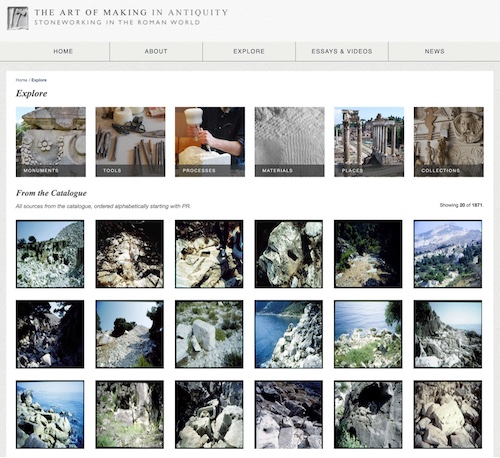 screen shot of The Art of Making in Antiquity site