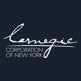 Carnegie Corporation of New York logo (Andrew Carnegie's signature) on a navy blue field